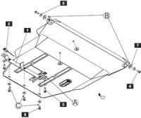 Защита {картера и КПП} TOYOTA Picnic - Ipsum (1996 - 2001) 2,0; 2,2D (кузов: XM10) сталь