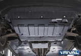 Защита картера + КПП + крепеж, RIVAL, Сталь, Skoda Kodiaq 2017-, V - 2.0 (180л.с.); 2.0d (150л.с.)/ Volkswagen Tiguan 2017-, V - 1.4 (125л.с.;150л.с.); 2.0d (150л.с.); 2.0 (180л.с.)