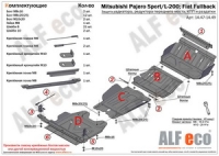 Защита картера, Mitsubishi L200 2015-, V - 2.4d; 2.4d H.P./Mitsubishi Pajero Sport 2016-, V - 3.0 / FullBack 2016-2020