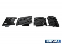 Комплект защит радиатор + картер + КПП + РК + комплект крепежа, RIVAL, Сталь, Mitsubishi L200 2015-, V - 2.4d; 2.4d H.P./Mitsubishi Pajero Sport 2016-, V - 3.0; 2.4d./Fiat Fullback 2016-, V - 2.4d