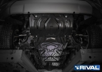 Комплект защит радиатор + картер + КПП + РК + комплект крепежа, RIVAL, Сталь, Mitsubishi L200 2015-, V - 2.4d; 2.4d H.P./Mitsubishi Pajero Sport 2016-, V - 3.0; 2.4d./Fiat Fullback 2016-, V - 2.4d