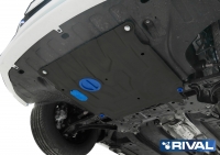 Защита картера + КПП + комплект крепежа, RIVAL, Сталь, Hyundai Solaris 2017-, V - 1.4; 1.6/Kia Rio 2017-, V - 1.4; 1.6/Kia Rio X-Line 2017-, V - 1.4; 1.6